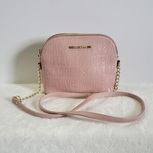 STEVE Madden Blush Pink Gold Chain Faux Leather Crossbody Bag Purse